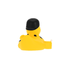 Papera da bagno del BVB nei colori nero e giallo, raffigurata come un tamburino con berretto nero e tamburo, vista da dietro. Un regalo ideale per i tifosi del BVB.