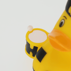 Papera da bagno del BVB nei colori nero e giallo con un tamburo, ideale come gadget per i tifosi del Borussia Dortmund.