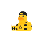 Papera da bagno del BVB nei colori nero e giallo, con design a tema tamburo, logo del BVB e tamburo, ideale per i tifosi del Borussia Dortmund.