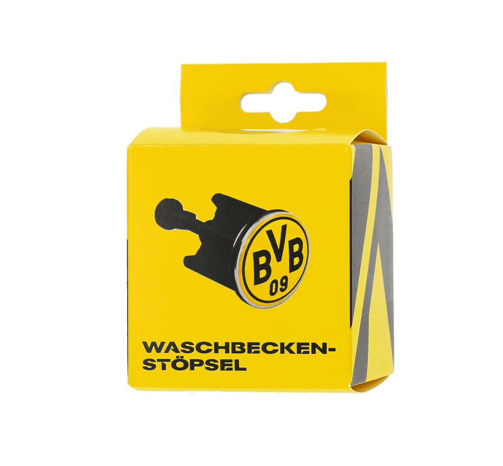 Il tappo per lavandino del BVB è un articolo ufficiale per i tifosi con il classico logo nero e giallo del BVB 09, confezionato in un'accattivante scatola gialla.