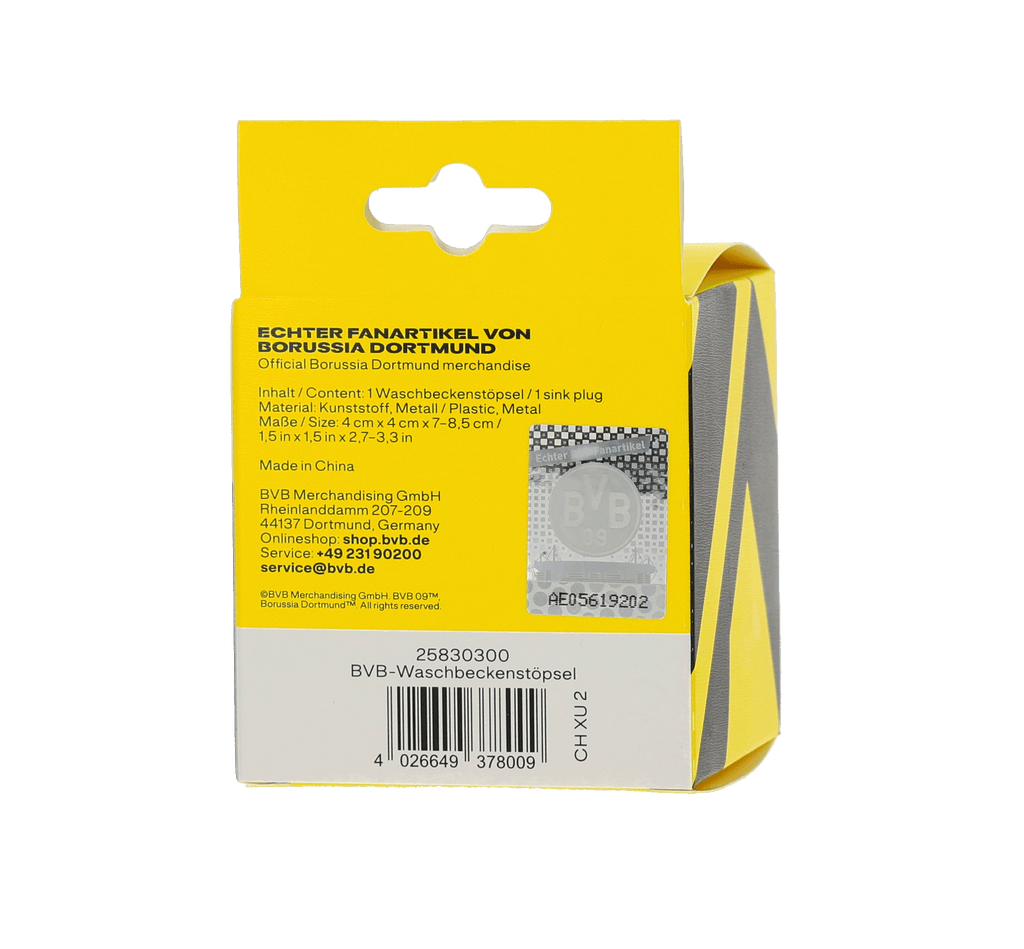 Tappo ufficiale per lavandino del BVB nel design nero e giallo con il logo del BVB, ideale per i tifosi e come accessorio da bagno.