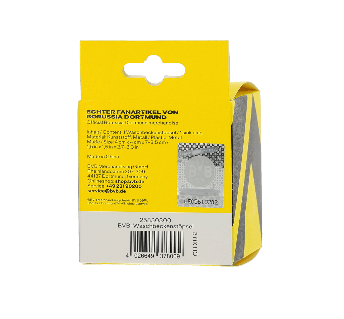 Tappo ufficiale per lavandino del BVB nel design nero e giallo con il logo del BVB, ideale per i tifosi e come accessorio da bagno.