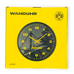 Reloj de pared negro del BVB con números amarillos, motivo del estadio y el logotipo del Borussia Dortmund; artículo para auténticos aficionados, diámetro de 30 cm.