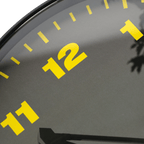 Reloj de pared del BVB con el diseño del estadio en negro y amarillo, ideal para los aficionados del Borussia Dortmund. Perfecto como elemento decorativo.