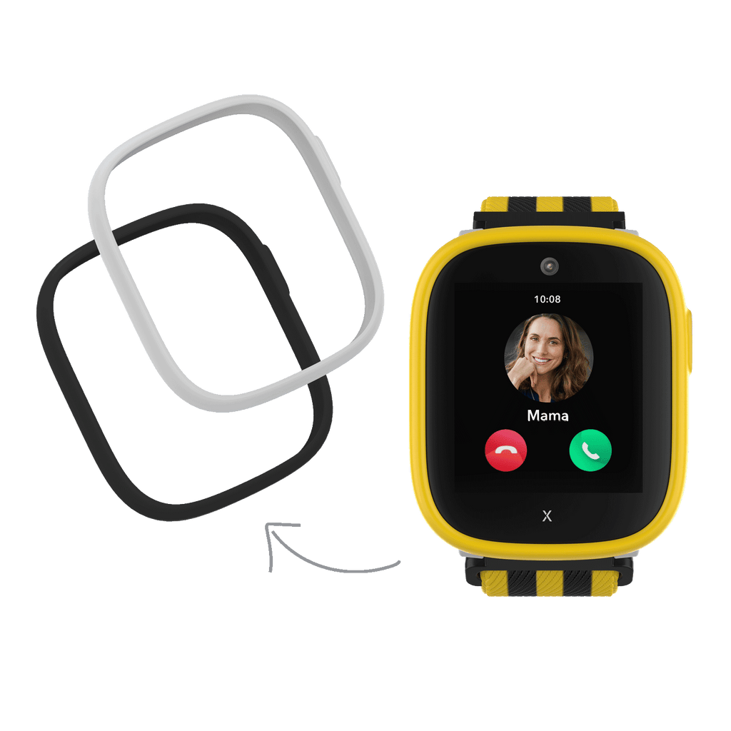La BVB Edition Xplora X6Play est une montre connectée pour enfants aux couleurs noir et jaune, équipée d'une eSIM et de cadres interchangeables. L'accessoire idéal pour les petits fans du BVB.
