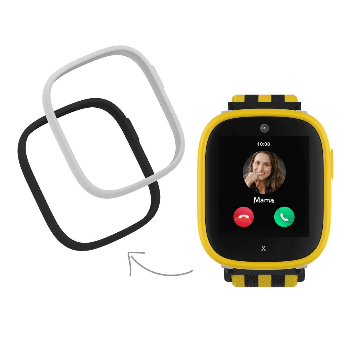 La BVB Edition Xplora X6Play est une montre connectée pour enfants aux couleurs noir et jaune, équipée d'une eSIM et de cadres interchangeables. L'accessoire idéal pour les petits fans du BVB.