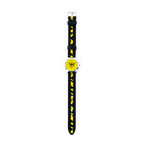 一款高品质的多特蒙德（BVB）儿童手表，采用醒目的黑黄配色设计，表盘为黄色并印有BVB队徽，配有坚固耐用的可调节表带。
