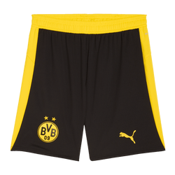 Le short noir et jaune du BVB pour la saison 2025/26, orné des logos du BVB et de PUMA.