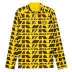 Black and yellow BVB Warm-Up Zip-Shirt 25-26 by PUMA with a geometric pattern, club logo, and long sleeves—front view