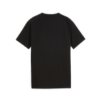 Vue de dos d'un t-shirt noir BVB PUMA Tech Pocket pour enfants, au design sobre et à manches courtes.