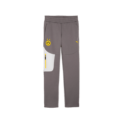 Pantaloni casual da bambino BVB PUMA Tech color antracite con stemma del BVB e logo PUMA; design sportivo con accenti gialli di grande impatto e pratica cerniera.