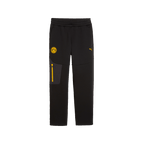 Pantaloni casual PUMA Tech neri del BVB per bambini con logo BVB e logo PUMA giallo, sportivi e comodi.