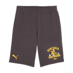 Pantaloncini neri da uomo del BVB ispirati a Sesame Street, realizzati in cotone, con elastico in vita, logo PUMA giallo e design Borussia Dortmund 1909 con motivo ispirato a Sesame Street.