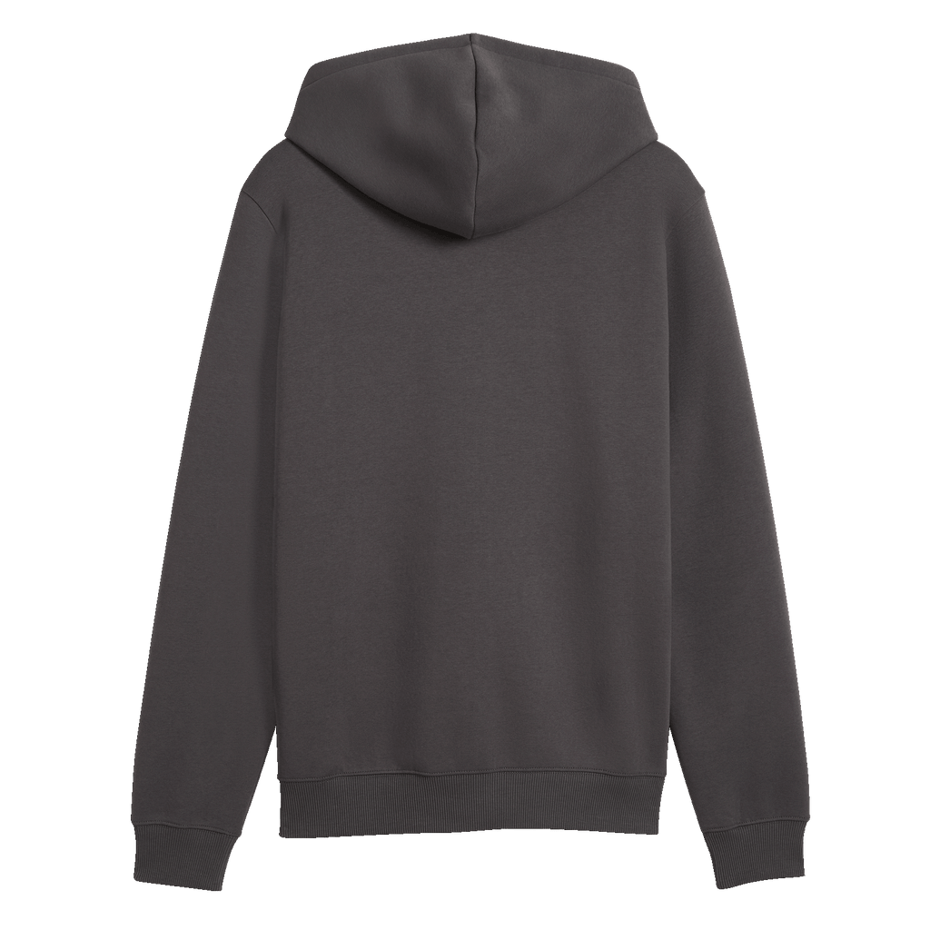 A rear view of a gray men's hooded sweatshirt from the BVB collection, featuring a simple and modern design.