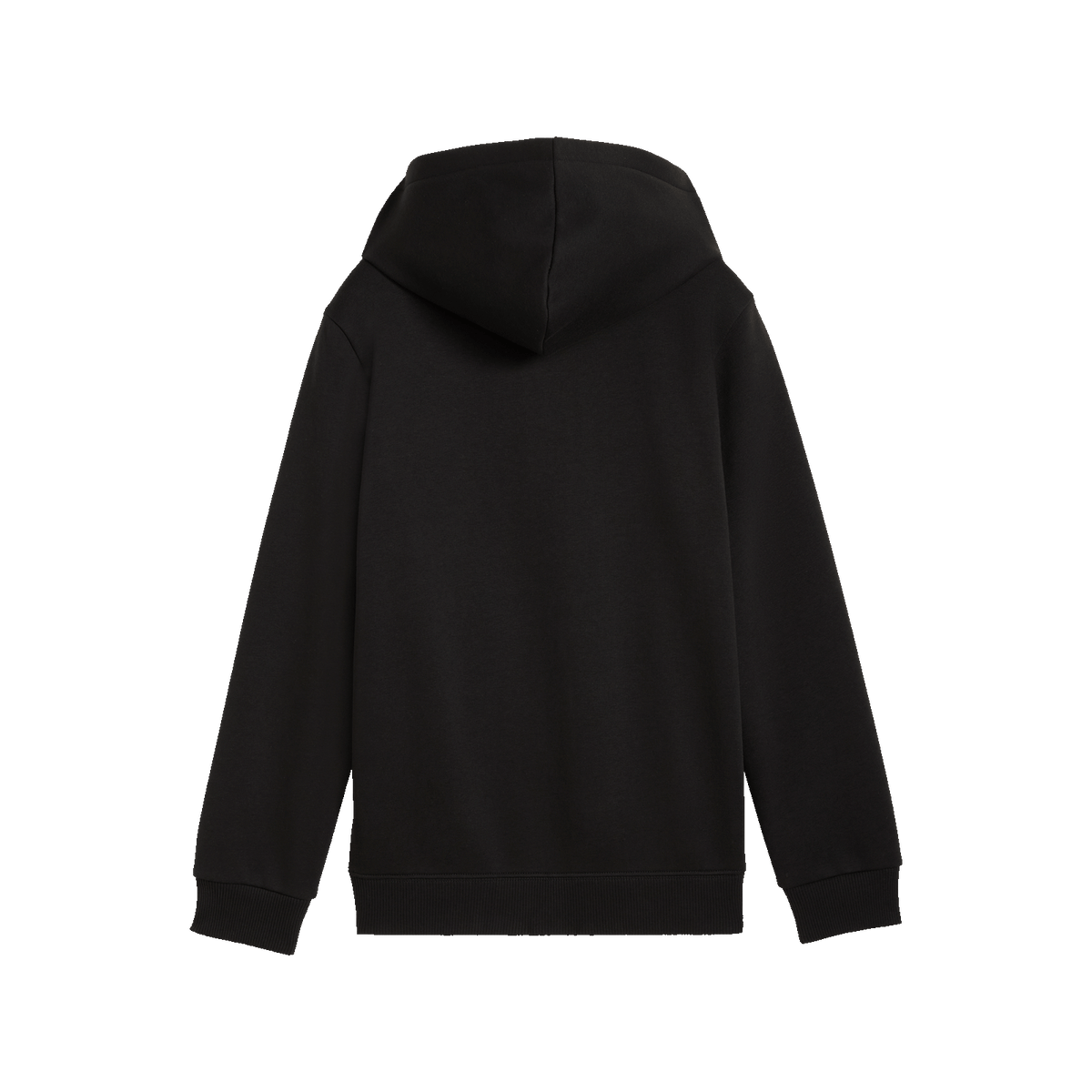 Chaqueta de chándal negra para niños de la colección del BVB y Barrio Sésamo, con capucha y diseño sencillo; vista trasera.