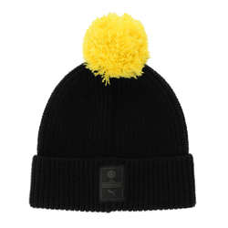 Bonnet noir « Sesame Street » du BVB avec un pompon jaune et le logo du BVB sur le devant, idéal pour les supporters du Borussia Dortmund et les journées d'hiver bien chaudes.