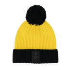Black-and-yellow BVB Sesame Street beanie for kids with a black folded brim, black pom-pom, and BVB logo on the front. Made by PUMA.