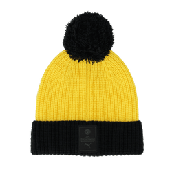 Bonnet « BVB Sesame Street » noir et jaune pour enfants, avec un bord noir rabattu, un pompon noir et le logo du BVB sur le devant. Fabriqué par PUMA.
