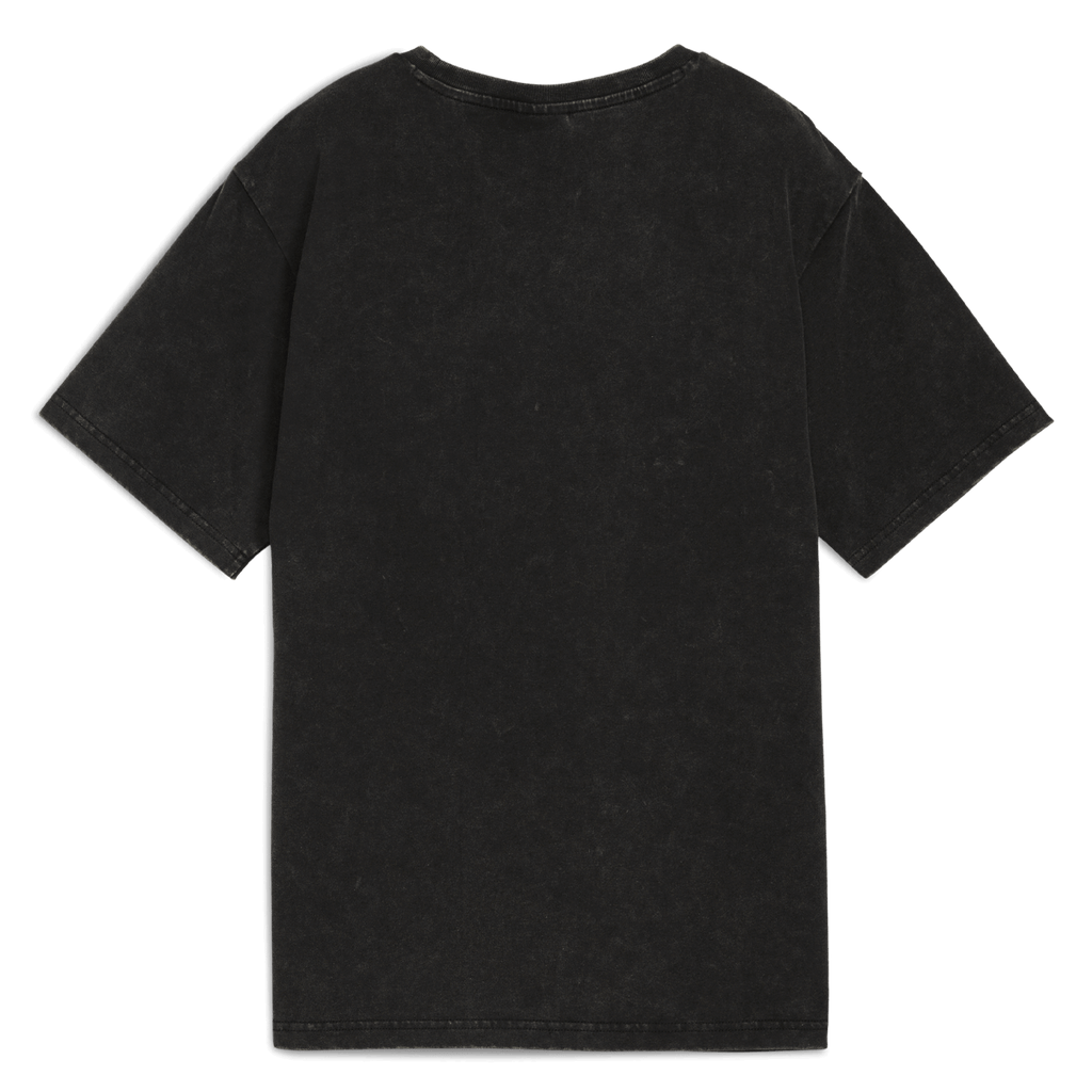 Vue de dos d'un t-shirt noir BVB PUMA Ess Elevated pour femme, issu de la collection de produits dérivés du Borussia Dortmund.
