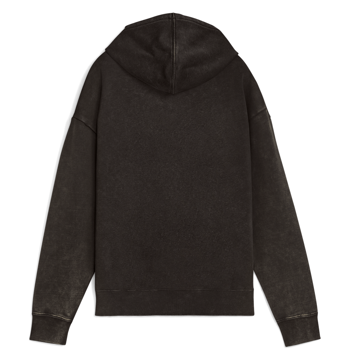 Vue arrière d'un sweat à capuche noir BVB PUMA Ess Elevated pour femme, au design épuré, le choix idéal pour les fans.