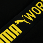 Sweat-shirt de travail noir du BVB arborant en gros plan le logo jaune « PUMA World », idéal pour les supporters du Borussia Dortmund.