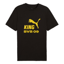 T-shirt noir du Borussia Dortmund avec le logo « King » jaune et l'inscription « BVB 09 », idéal pour les supporters.