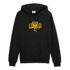 Sweat à capuche noir orné du logo jaune « BVB 09 » et du logo PUMA sur la poitrine. Idéal pour les supporters du Borussia Dortmund.