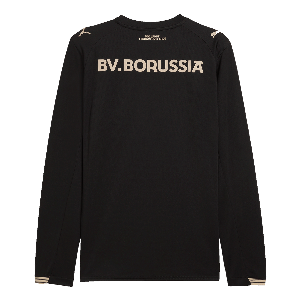 多特蒙德（BVB）为纪念“红土”体育场百年华诞推出的特别版球衣，长袖，黑色，背面印有“BV. Borussia”字样及PUMA标志。