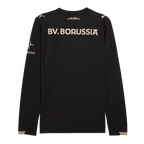 Maillot spécial du BVB noir à manches longues, orné d'un motif doré et de l'inscription « BV. BORUSSIA » dans le dos, créé à l'occasion du centenaire de la « Rote Erde ».