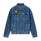 Veste en jean bleue BVB x Guess avec le logo du BVB sur la poitrine, un modèle tendance pour les supporters du Borussia Dortmund.