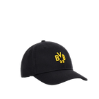 Cappellino nero del BVB con un vistoso logo giallo “BVB 09”, ideale come gadget per i tifosi del Borussia Dortmund.