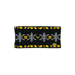 Fascia invernale nero-gialla del Borussia Dortmund con un motivo accattivante e il logo del BVB, ideale per le giornate fredde.