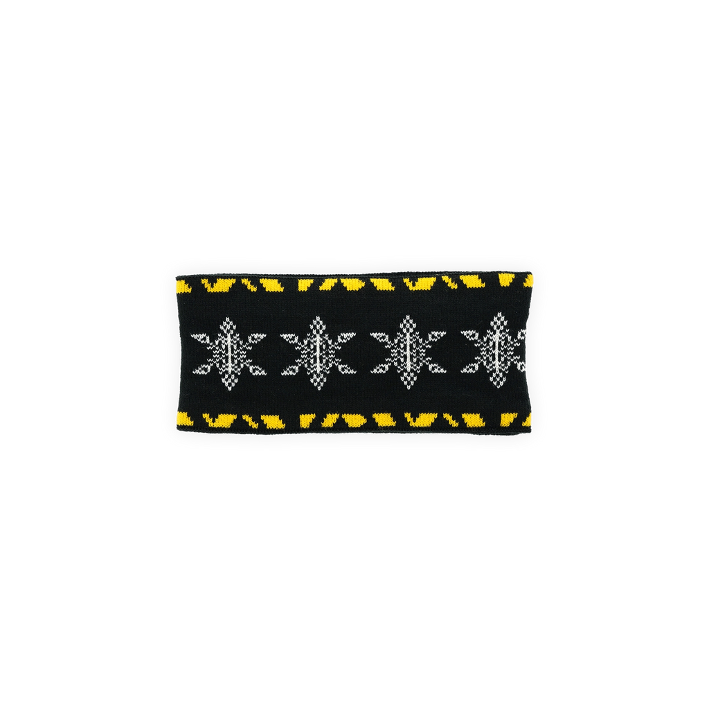 BVB-Winterstirnband für Kinder in schwarzgelb mit dekorativem Muster, ideal für die kalte Jahreszeit.