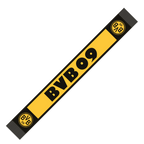 Retro scarf with a black-and-yellow design, "BVB 09" lettering in the center, and the BVB emblem—the perfect fan item for Borussia Dortmund fans.