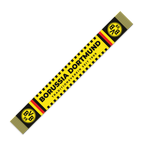 Sciarpa del BVB nei colori nero e giallo con la scritta “Borussia Dortmund”, “Traditionsverein seit 1909” e il logo del BVB alle estremità, ideale per i tifosi del Borussia Dortmund.