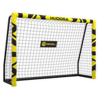Porta da calcio del BVB nei colori nero e giallo della Hudora Pro Tect 180 Advanced, con rete resistente e logo del BVB, perfetta per l'allenamento e il tempo libero.