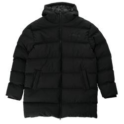 Vorderansicht eines schwarzen BVB-Parkas mit Kapuze aus der Essentials II Kollektion, ideal für kalte Tage.