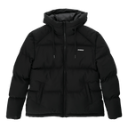 Giacca invernale nera da donna dal design semplice, con cappuccio e piccolo logo del BVB sul petto, ideale per le giornate fresche.