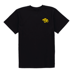 Black BVB T-shirt with the yellow BVB refreshment stand logo on the front in black and yellow. Perfect for Borussia Dortmund fans.