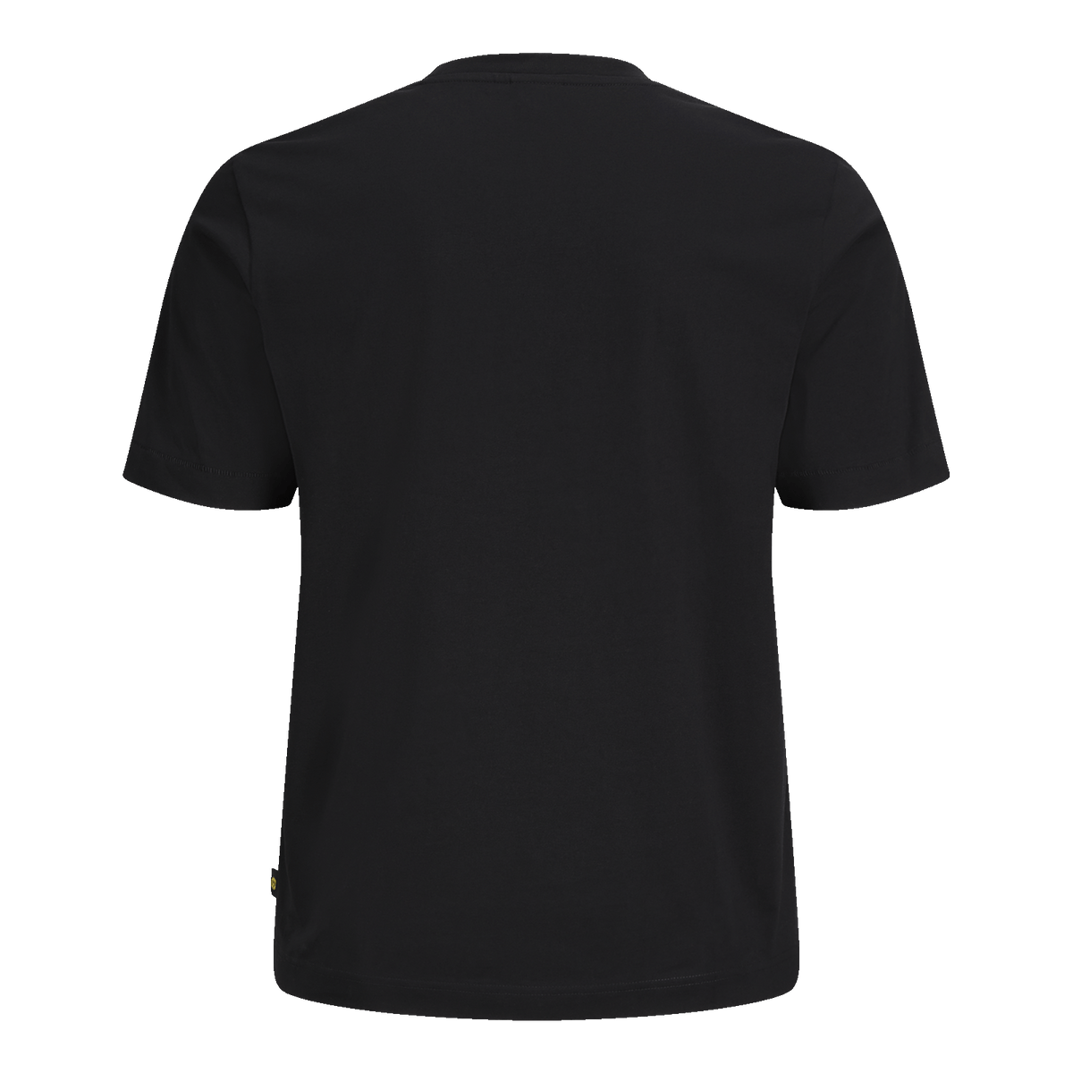 Un t-shirt noir tout simple de la collection BVB Essentials II, vu de dos. Parfait pour les supporters du Borussia Dortmund.