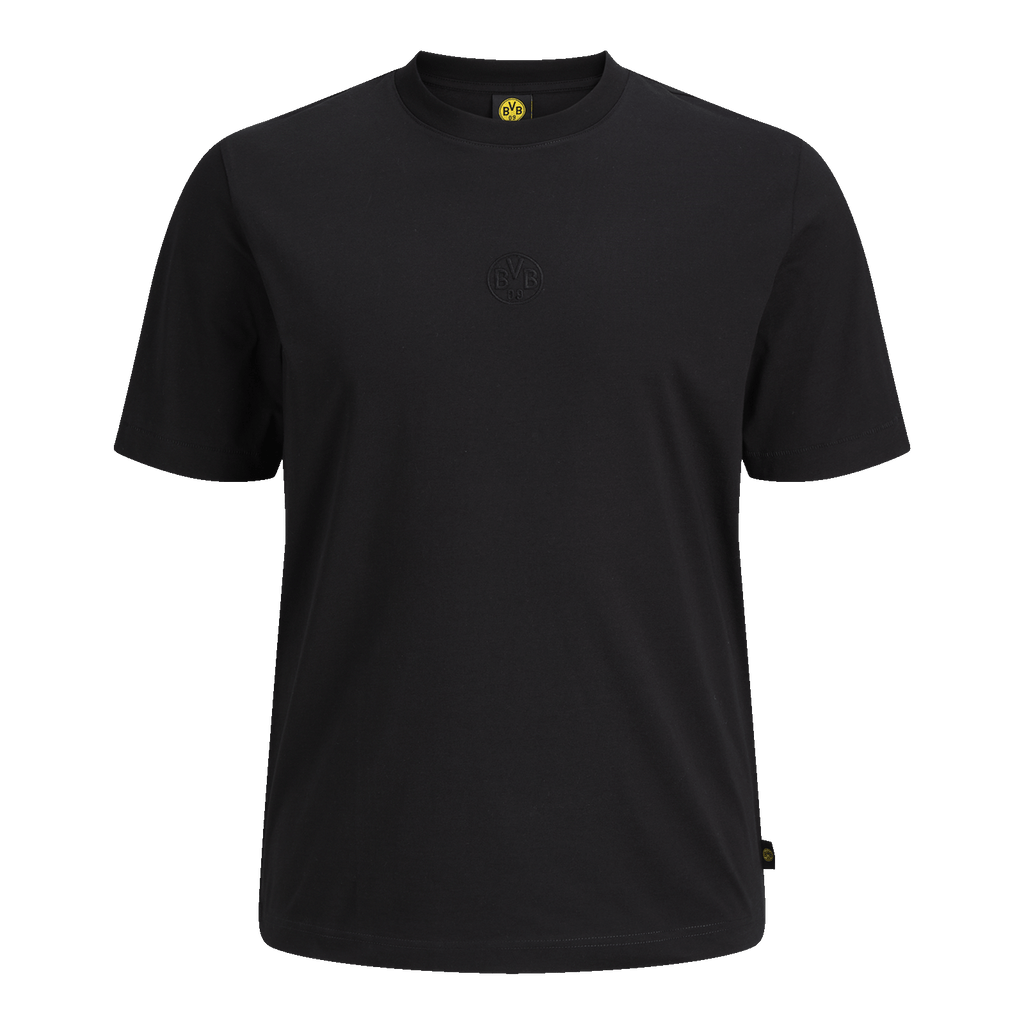 Semplice maglietta nera del BVB della collezione Essentials II, impreziosita da un discreto logo del BVB, ideale come abbigliamento da tifoso.