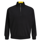 Jersey negro del BVB «Essentials II» con cuello alto, cremallera y un discreto logotipo del BVB en la parte delantera, ideal para los aficionados del Borussia Dortmund.