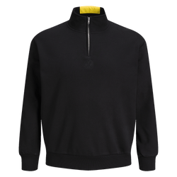 Jersey negro del BVB «Essentials II» con cuello alto, cremallera y un discreto logotipo del BVB en la parte delantera, ideal para los aficionados del Borussia Dortmund.
