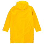 Vista posteriore del cappotto giallo Essentials II del BVB, resistente alla pioggia e dotato di cappuccio, per i tifosi del Borussia Dortmund.