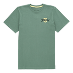BVB T-Shirt in Duckgreen mit einem gelben und schwarzen Brustlogo, Vorderansicht, ideal für Freizeit und Fanartikel.
