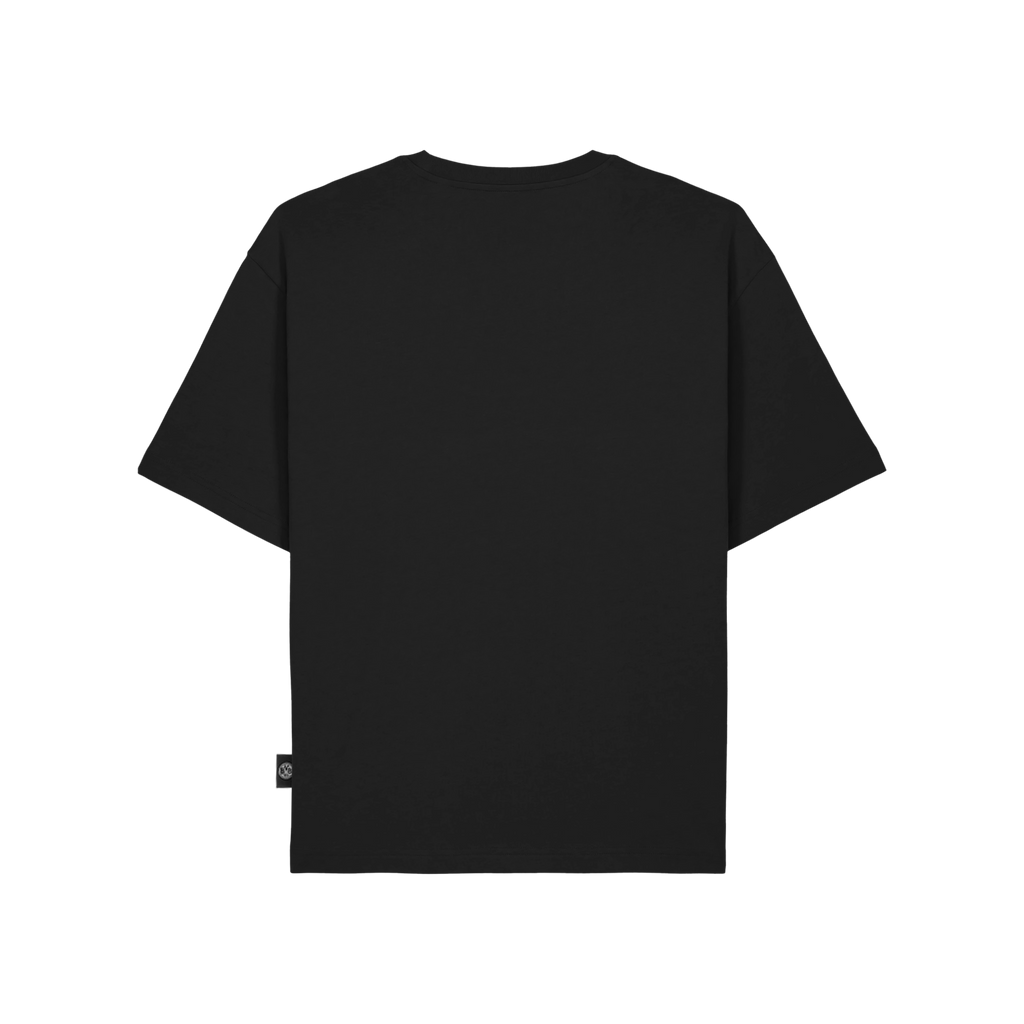 Rückansicht des schwarzen BVB T-Shirts Glow für Kinder mit schlichtem Design, ideal für junge Fans von Borussia Dortmund.
