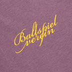 Camiseta morada del Borussia Dortmund con el logotipo «Ballspielverein» en amarillo, ideal para los aficionados como ropa informal.
