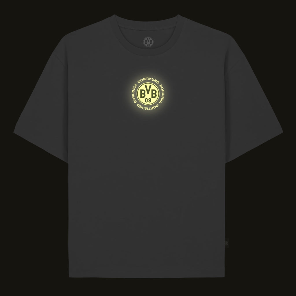 灰色多特蒙德（BVB）T恤，正面胸前印有醒目的BVB标志。