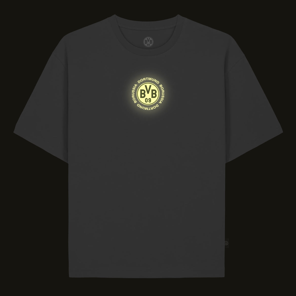 灰色多特蒙德（BVB）T恤，正面胸前印有醒目的BVB标志。
