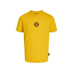 胸元に黒い「BVB 09」のロゴが入った、コットン製の子供用黄色いBVB Tシャツ「Essentials II」。ボルシア・ドルトムントの若いファンに最適です。